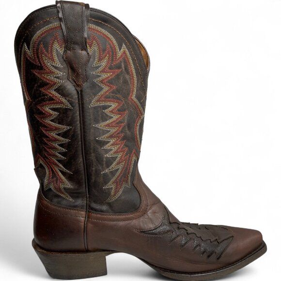 Ariat Brown Leather Western Cowboy Biker Boots Men's 10.5 EE Wide - Picture 6 of 12